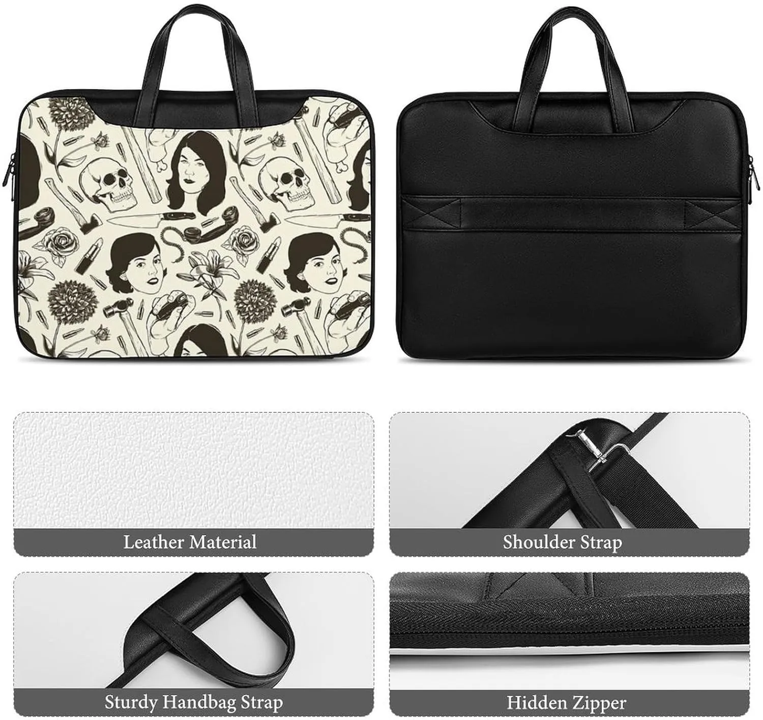 Mud Print Style Portable Leather Laptop Bag