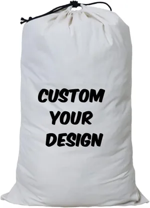 Muka Personalized Canvas Laundry Bag Extra Large Duffle Bag Drawstring Cotton Bag Beige - 1 Pack-19" x 31.5"