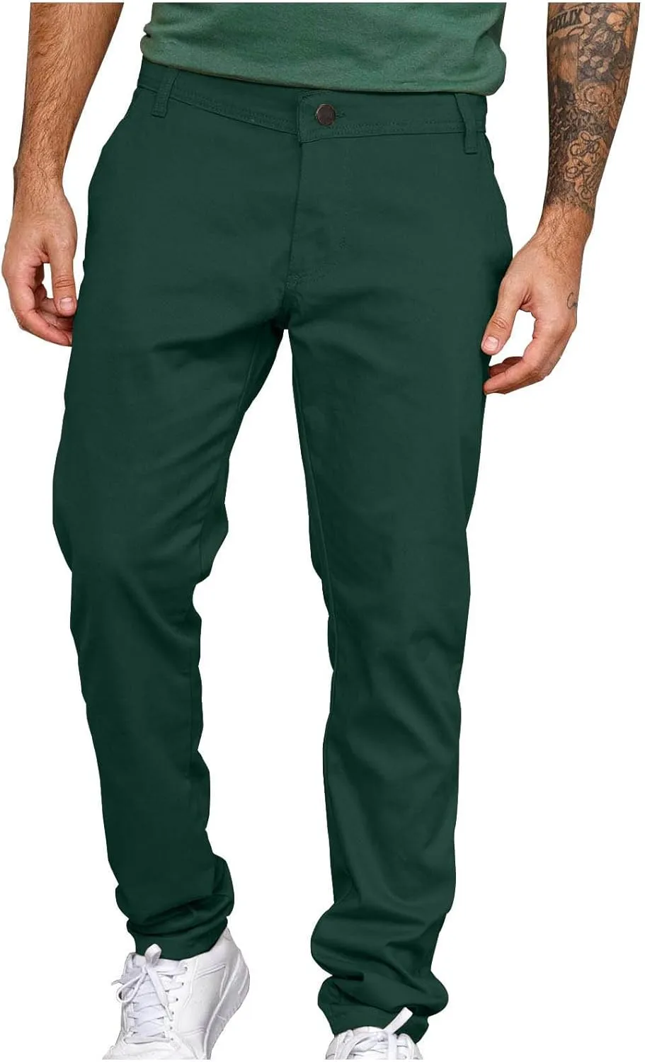 Muscularfit Mens Casual Dress Cotton Linen Pants Loose Fit Straight Legs Fashion Buckle Zipper Business Straight Sweatpants