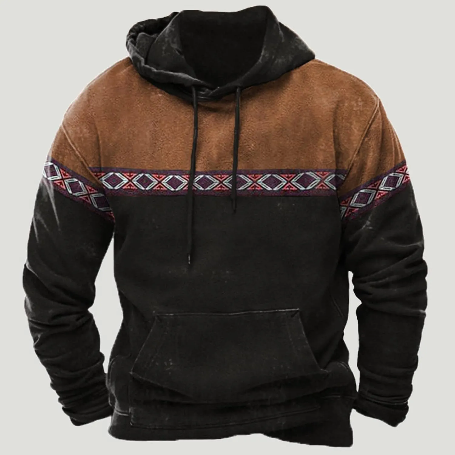 Muscularfit Mens Hoodie Casual Aztec Ethnic Drawstring Hooded Sweatshirts Long Sleeve Graphic Shirt Lightweight Pullover 2024