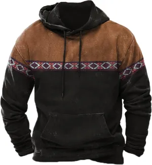 Muscularfit Mens Hoodie Casual Aztec Ethnic Drawstring Hooded Sweatshirts Long Sleeve Graphic Shirt Lightweight Pullover 2024