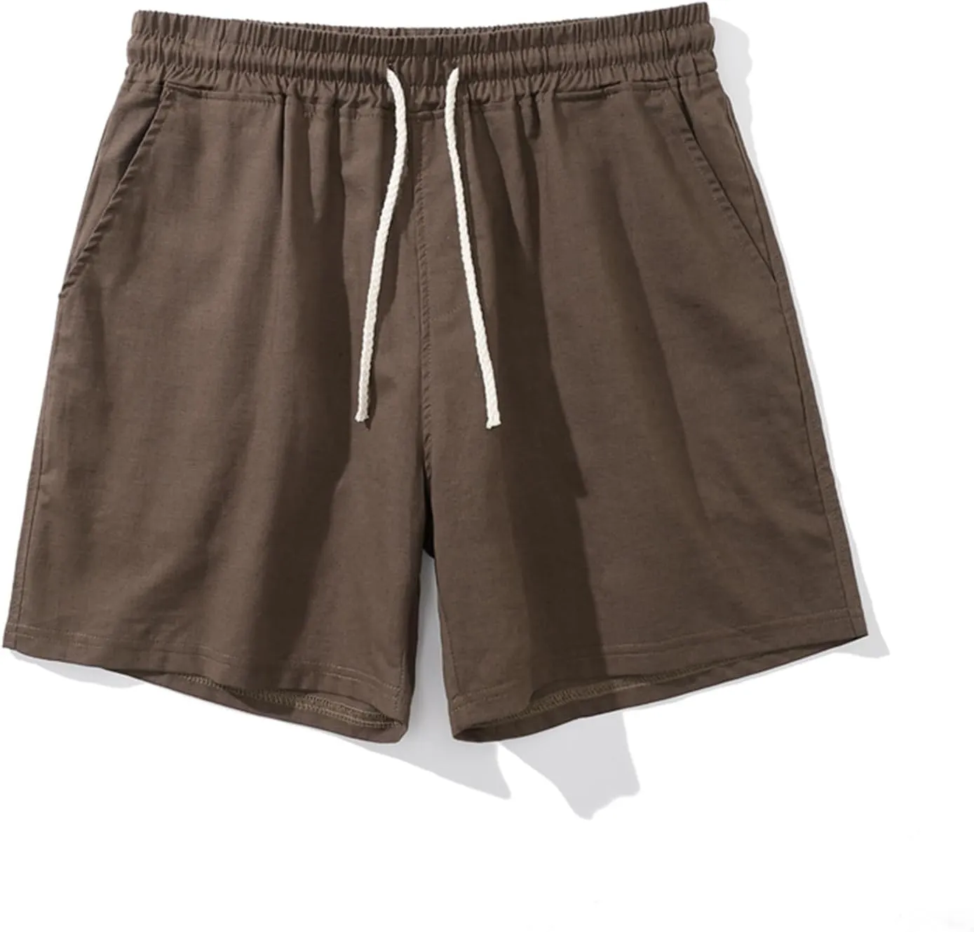 Muscularfit Mens Stretch Shorts Summer Causal Elastic Waist Drawstring Cotton Linen Shorts Loose Fit Solid Gym Beach Shorts
