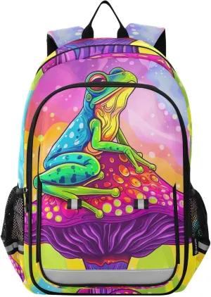 Mushroom Frog Rainbow Print Backpack for Boys Middle-School Elementary Bookbags 20325645
