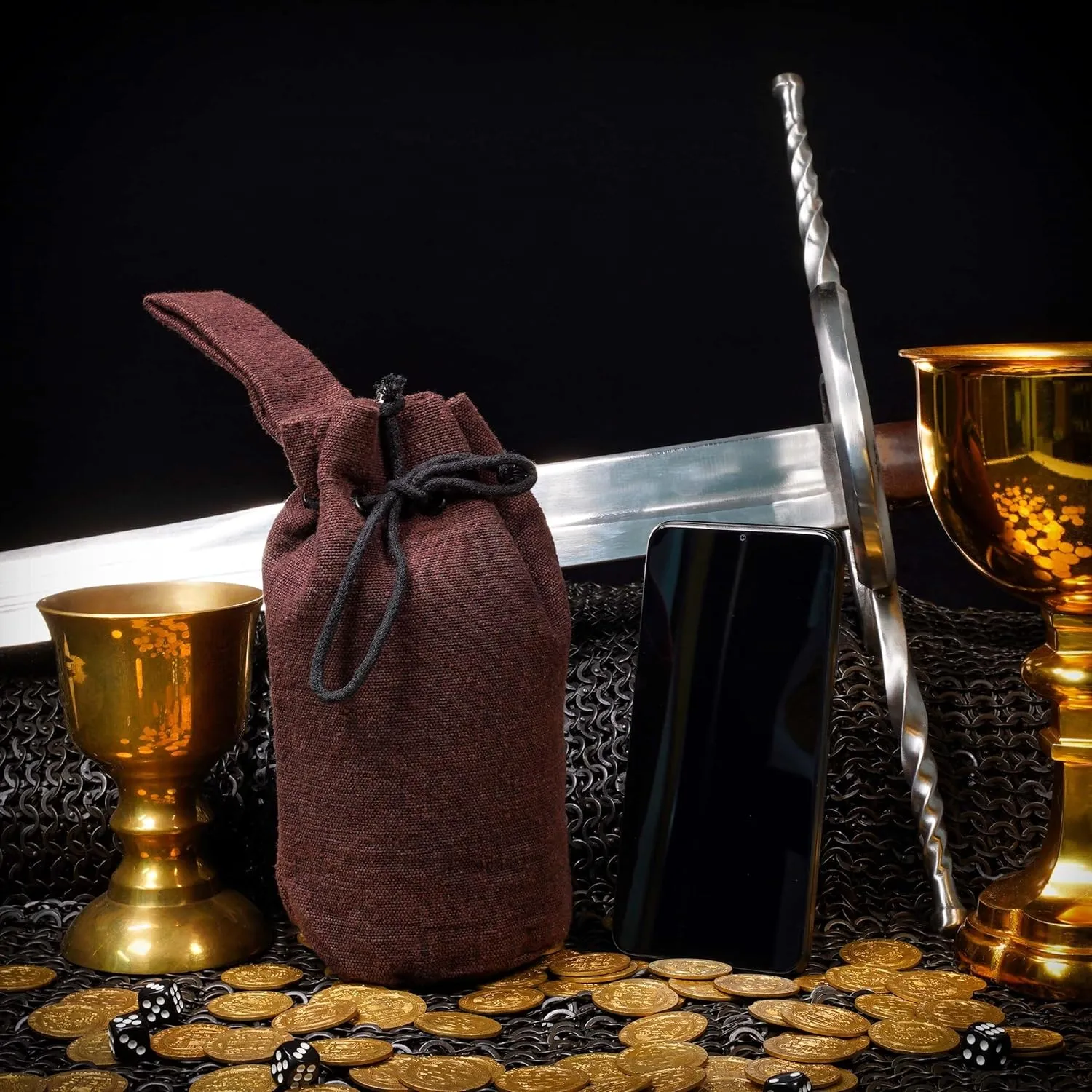 Mythrojan Drawstring Belt Pouch: Medieval Renaissance Bag Costume Accessories Coin Purse