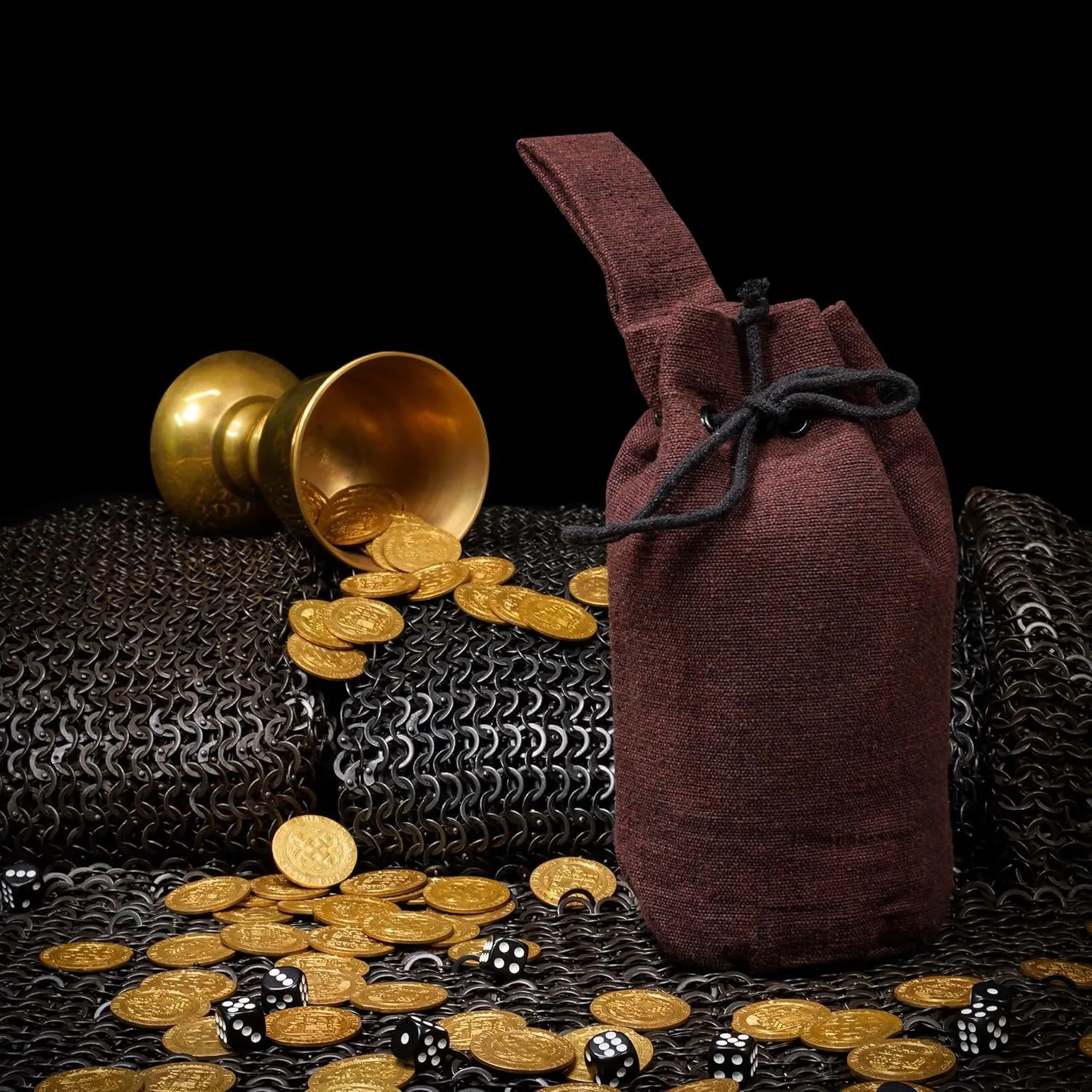 Mythrojan Drawstring Belt Pouch: Medieval Renaissance Bag Costume Accessories Coin Purse