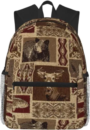 nanger Moose Bear Deer Print Large Travel Work Backpack, Anti-Water College Bag Business Laptop Pack For Men Women, Black