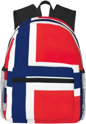 nanger Norwegian Flag Print Large Travel Work Backpack, Anti-Water College Bag Business Laptop Pack For Men Women