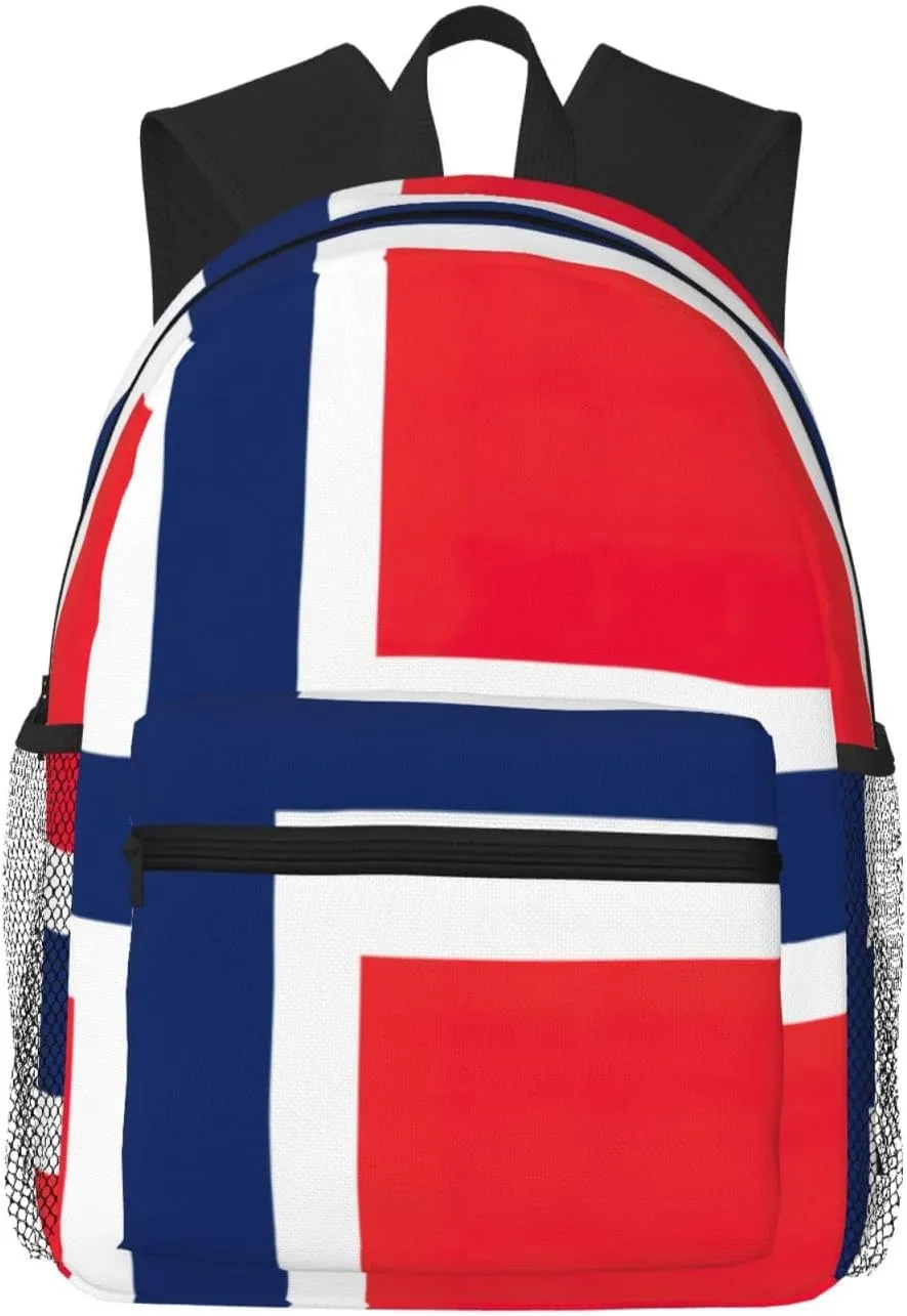 nanger Norwegian Flag Print Large Travel Work Backpack, Anti-Water College Bag Business Laptop Pack For Men Women