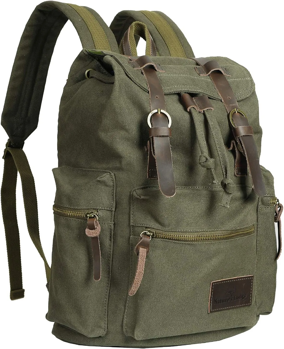 Nature's Lodge Canvas Backpack Vintage Casual Bag Shoulder Sling Daypack Drawstring Travel Rucksack
