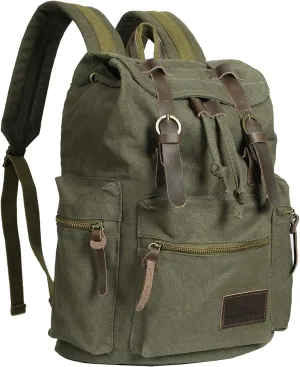 Nature's Lodge Canvas Backpack Vintage Casual Bag Shoulder Sling Daypack Drawstring Travel Rucksack