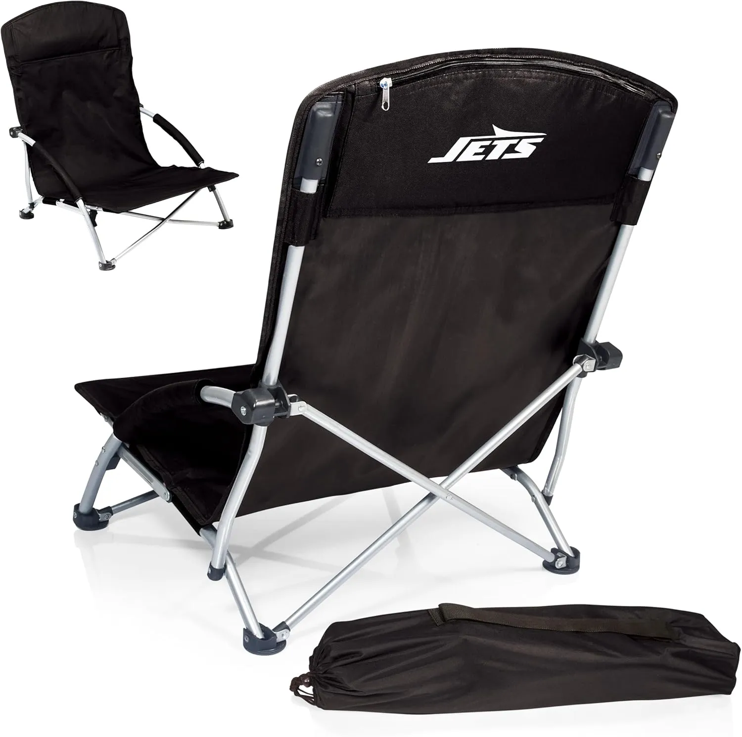 NFL Tranquility Beach Chair with Carry Bag, Low Beach Chair for Adults, Low Lawn Chair