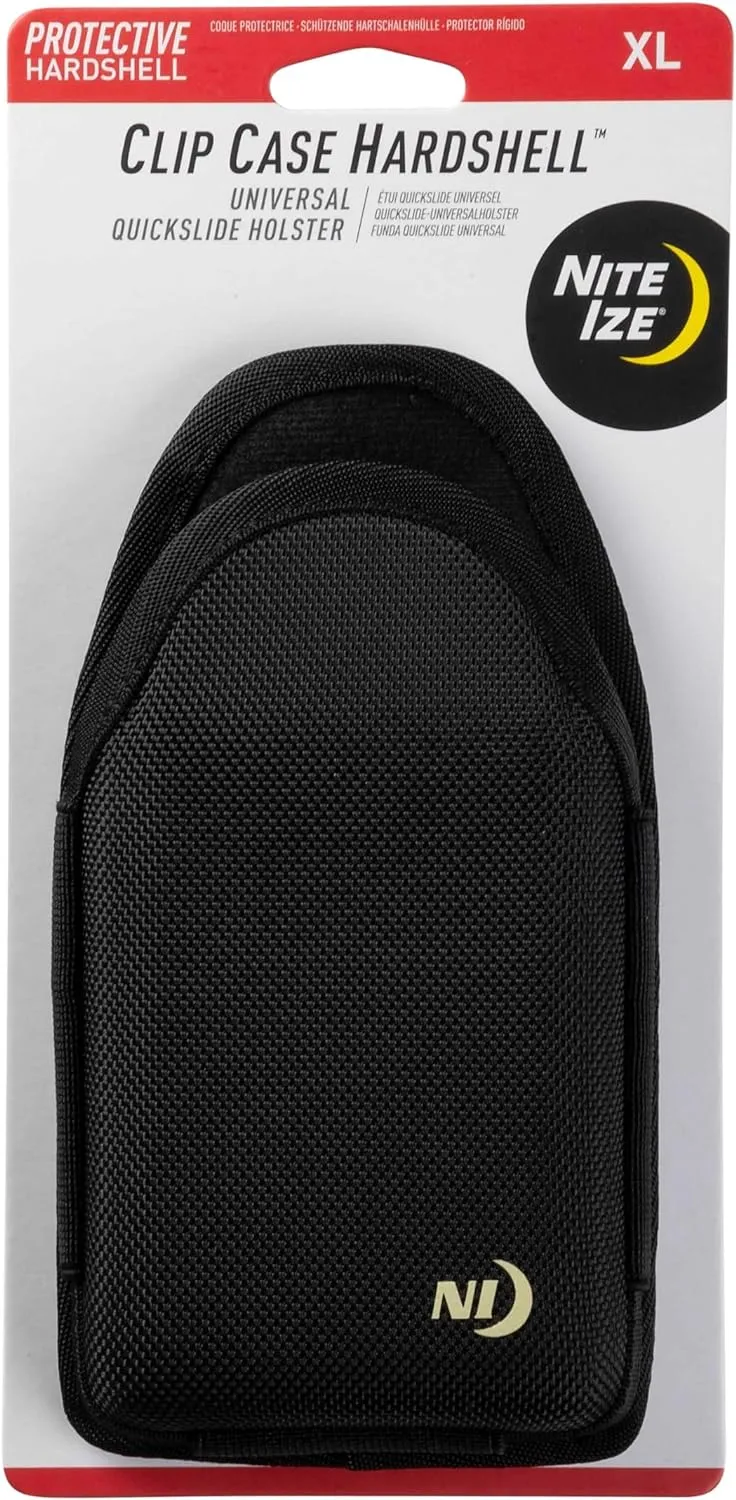 Nite IZE Clip Case Hardshell Universal QuickSlide Holster, Protective Open Top Phone Holster with Belt Clip, XL