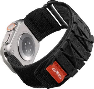 Nylon Bands Compatible with Apple Watch Ultra/Ultra 2 Band 49mm for Men 46mm 45mm 44mm 42mm(Series 3), Rugged Tactical Sport Strap for iWatch Ultra/Ultra 2/Series 10 9 SE 8 7 6 5 4, L-Black