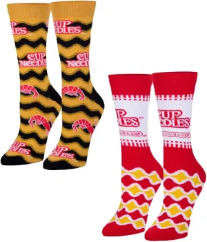 Odd Sox Cup Noodles, Nissen Ramen Noodle Crew Socks for Men, Fun Gift Mix & Match 2 Pair