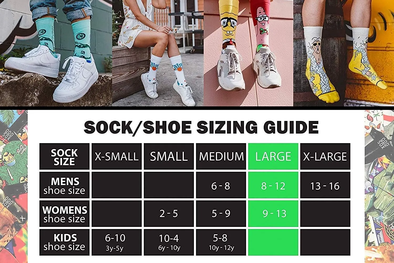 Odd Sox Nickelodeon Cartoon Characters Fun Cute Socks for Women 5-10