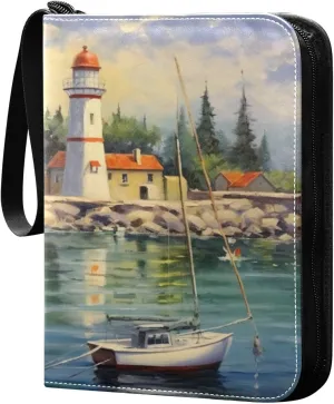 Oil Painting Collectible Trading Card Albums,4-Pocket Card Binder with 50 Removable Sleeves with Zipper Game Card Collection Binder Album Holder