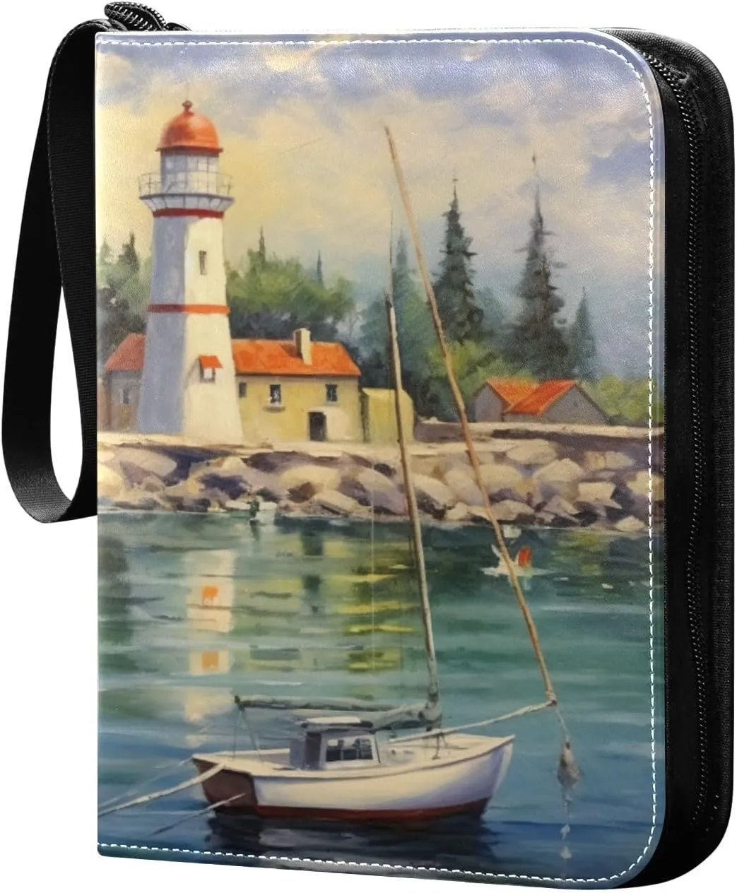 Oil Painting Collectible Trading Card Albums,4-Pocket Card Binder with 50 Removable Sleeves with Zipper Game Card Collection Binder Album Holder