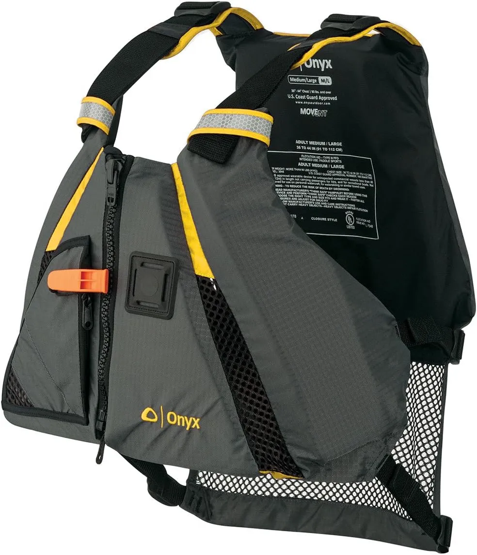 Onyx MoveVent Dynamic Paddle Sports Life Vest, Yellow, M/L