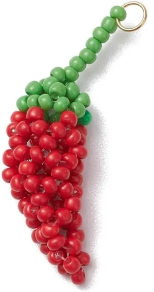 Ornazy 10Pcs Glass Seed Beaded Pepper Charms Red Pepper Bag Dangle Charms Glass Vegetable Pendants Charms for Car Bag Keychain Bracelet Decoration