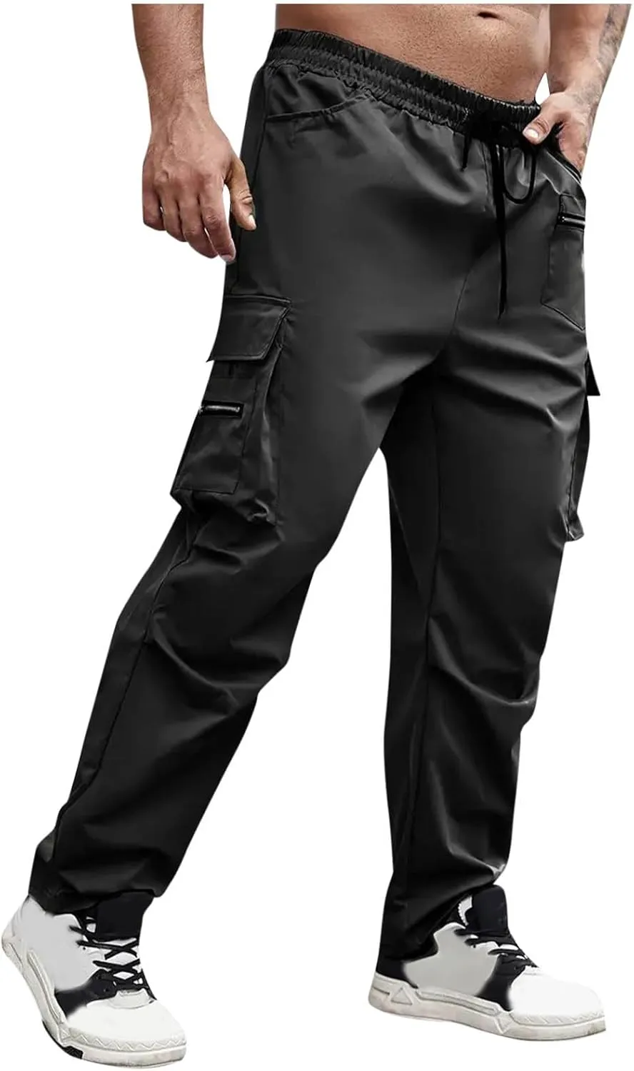 Outdoor Cargo Pants for Men 2025 Lightweight Baggy Street Hiking Pants with Multi-Pockets Oversized Twill Trousers