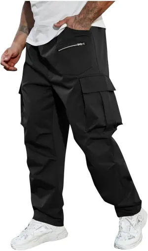 Outdoor Cargo Pants for Men 2025 Lightweight Baggy Street Hiking Pants with Multi-Pockets Oversized Twill Trousers