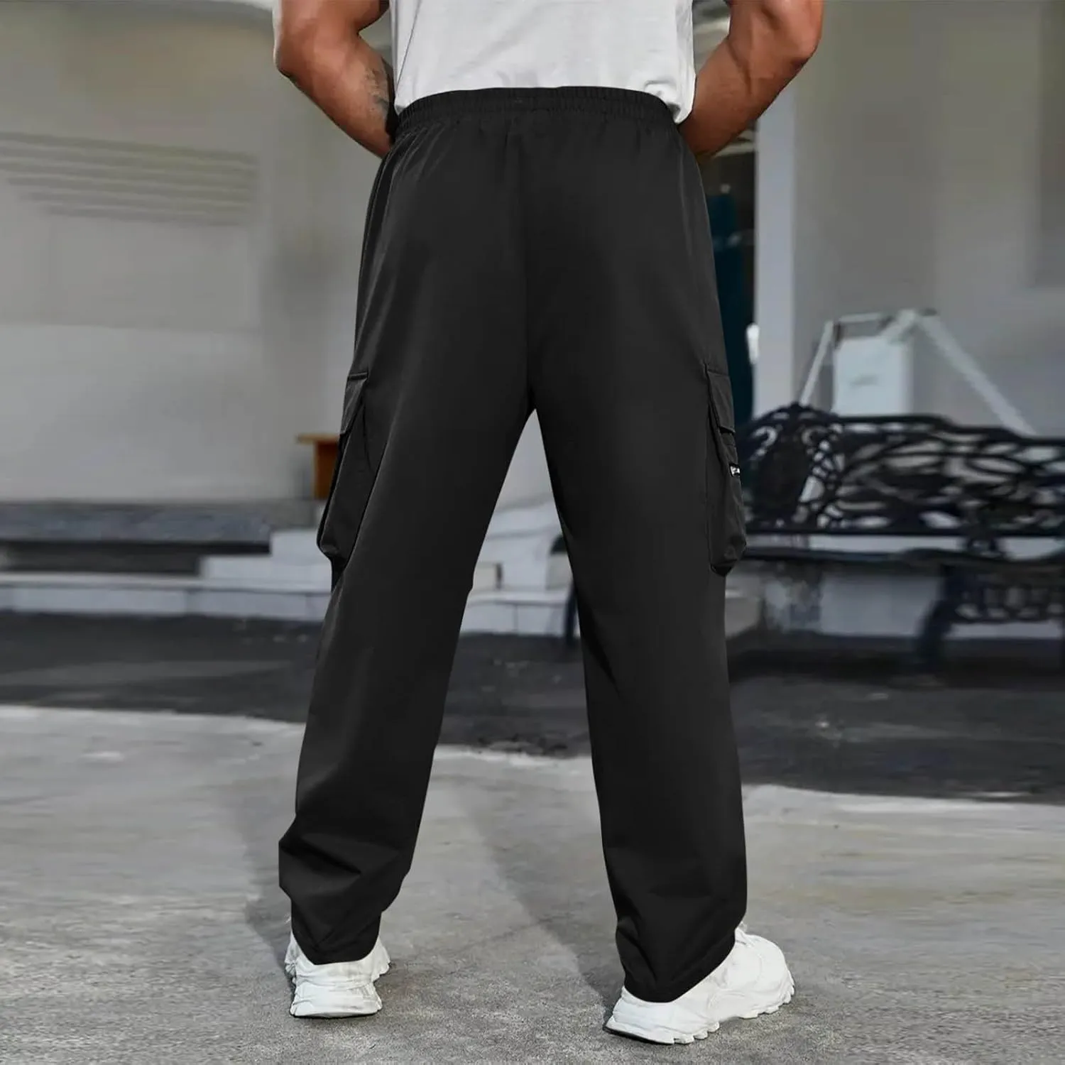 Outdoor Cargo Pants for Men 2025 Lightweight Baggy Street Hiking Pants with Multi-Pockets Oversized Twill Trousers