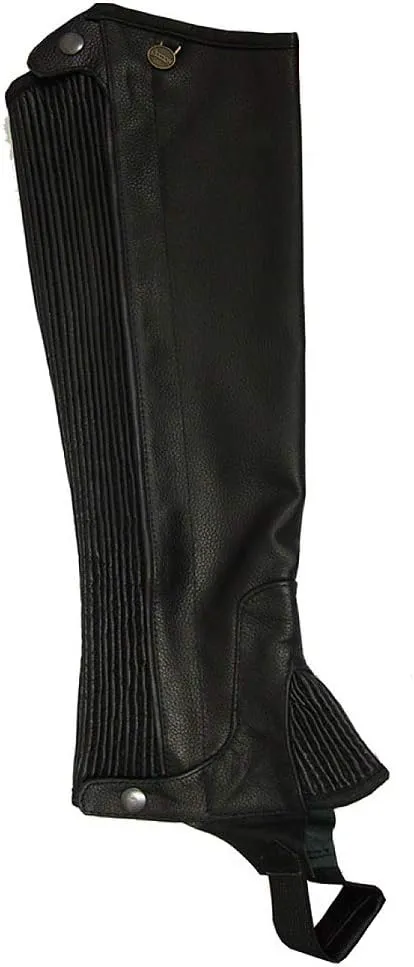 Ovation - Ladies Pro Top Grain Leather Half Chaps , Black , Medium