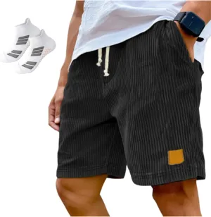 Pacificozy Men's Shorts - Pacificozy Shorts(Summer New),Men's Vintage Embroidered Logo Corduroy Stylish Lace-up Casual Shorts