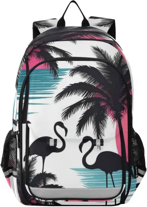 Palm Flamingo Print Backpack for Boys Middle-School Elementary Bookbags 20325577