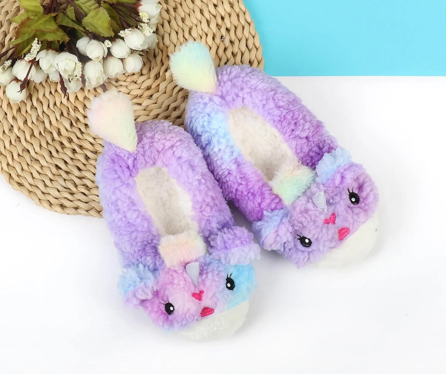 Panda Bros Womens Animal Thick & Warm Slipper Socks With Non Slip Grippers On Bottoms, Character House Shoes, Novelty Slippers for Ladies