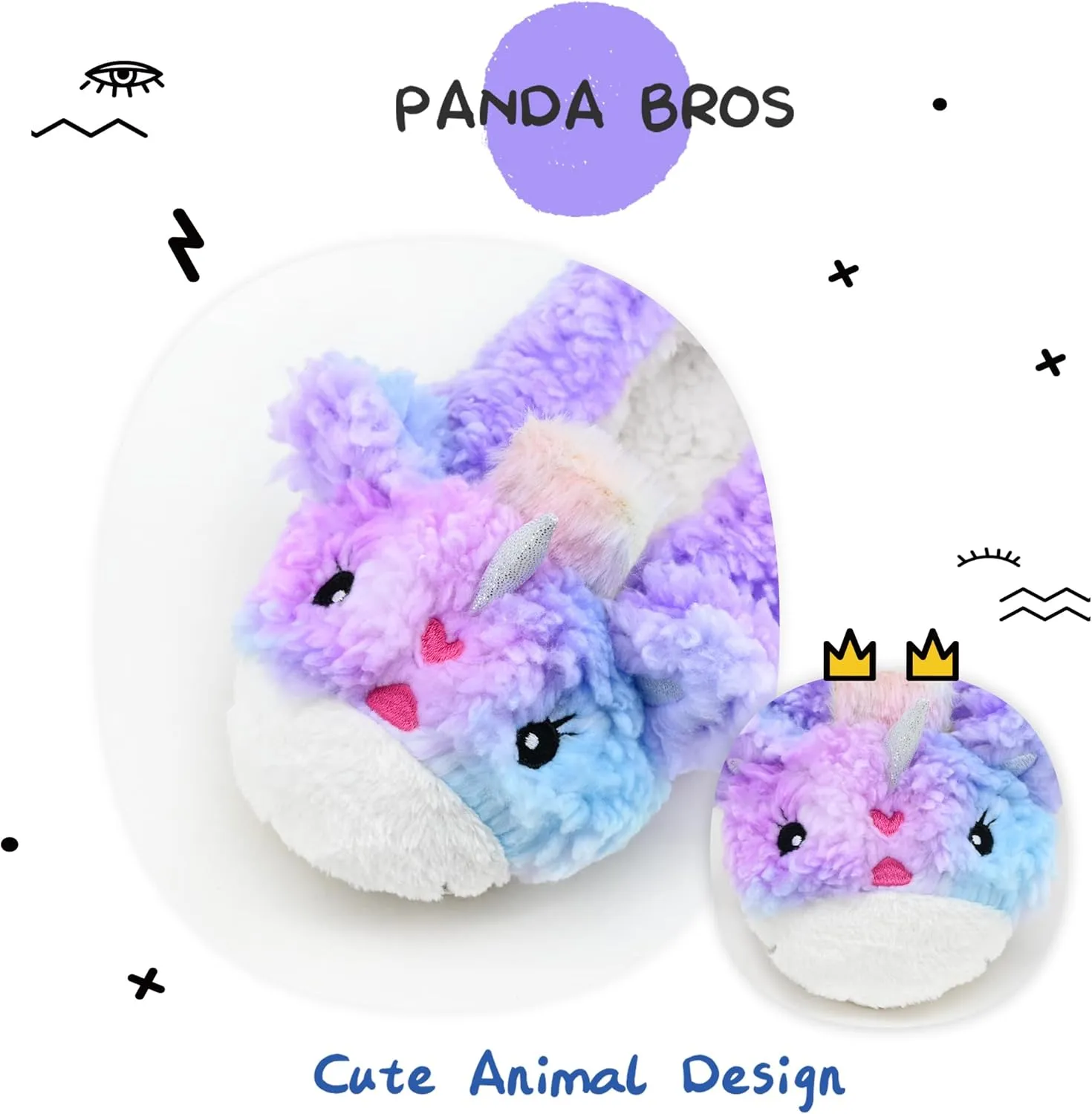 Panda Bros Womens Animal Thick & Warm Slipper Socks With Non Slip Grippers On Bottoms, Character House Shoes, Novelty Slippers for Ladies