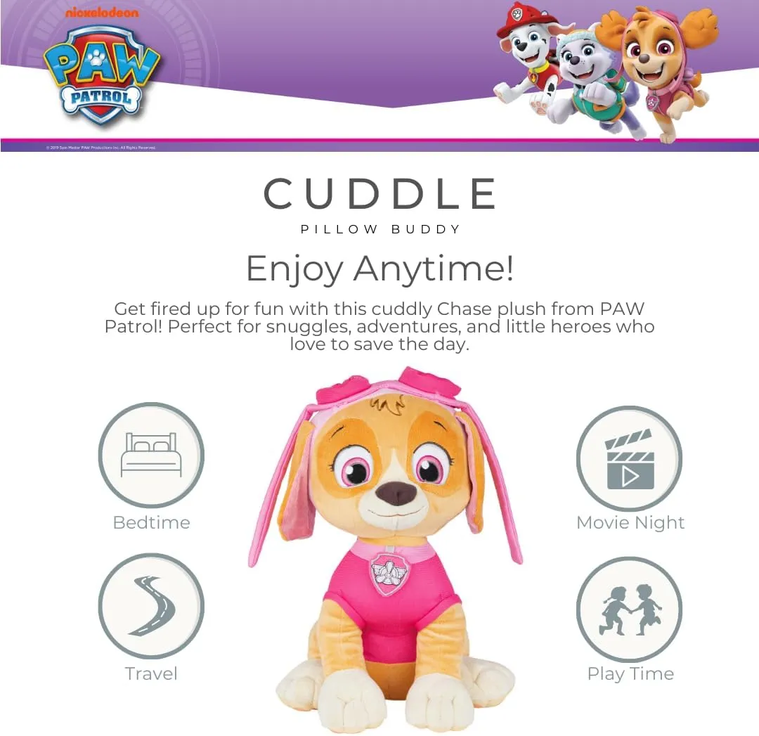 Paw Patrol Skye Kids Bedding Super Soft Plush Cuddle Pillow Buddy, One Size, (Official) Nickelodeon Product By Franco