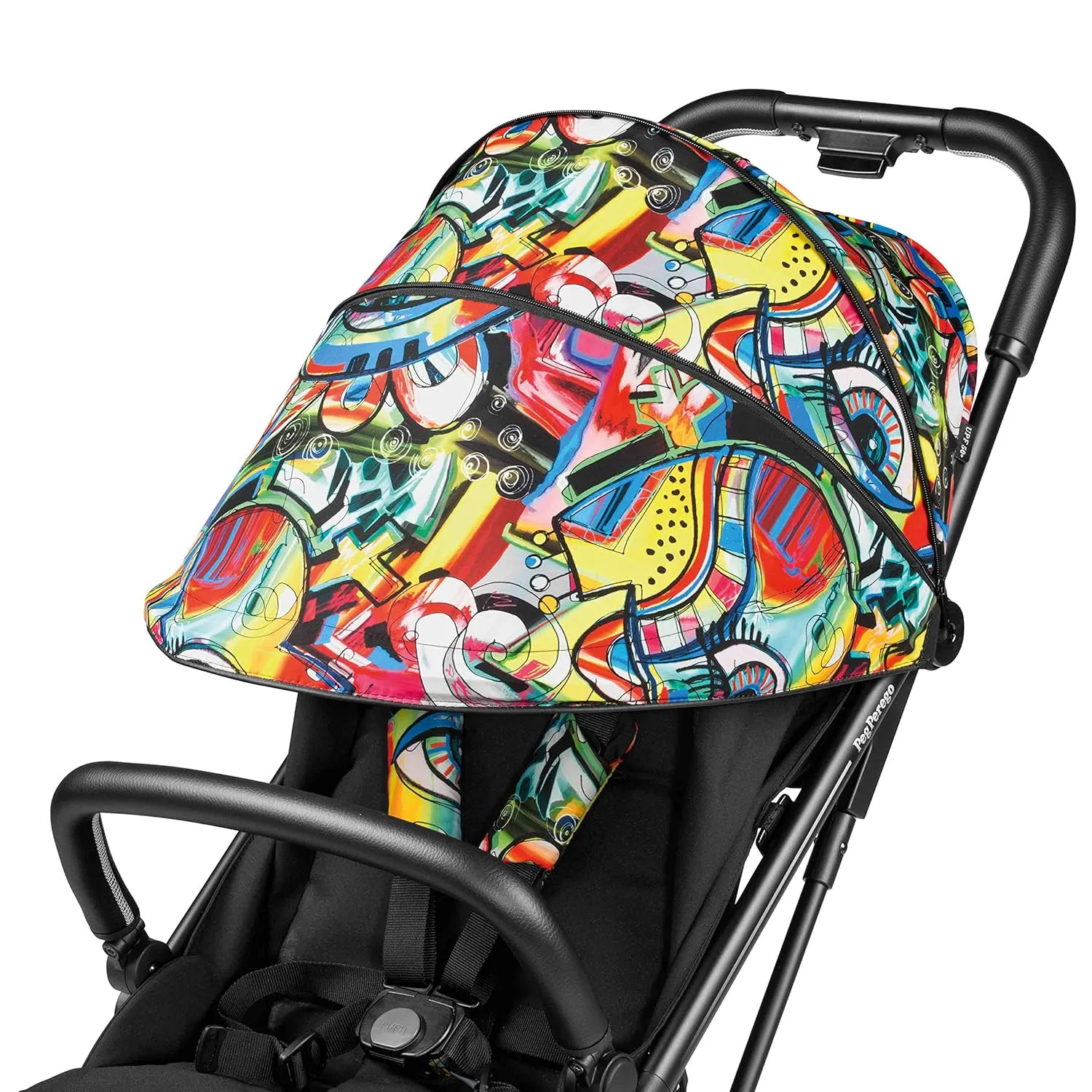 Peg Perego Selfie – Self-Folding, Light Weight, Compact Stroller – Compatible with All Primo Viaggio 4-35 Infant Car Seats - Made in Italy - Street Art (Black & Color)