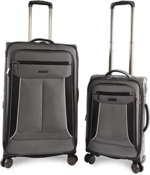 Perry Ellis Luggage Viceroy 2 Piece Set Expandable Suitcase with Spinner Wheels, Charcoal, One Size