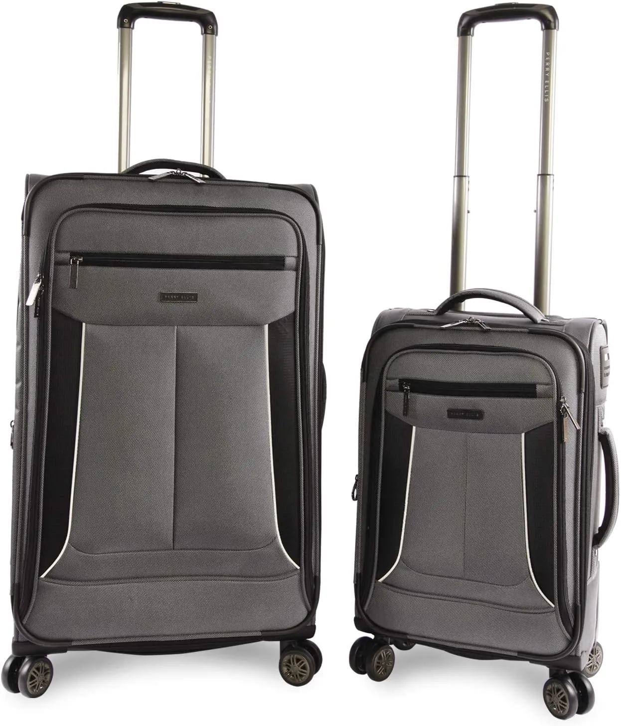 Perry Ellis Luggage Viceroy 2 Piece Set Expandable Suitcase with Spinner Wheels, Charcoal, One Size