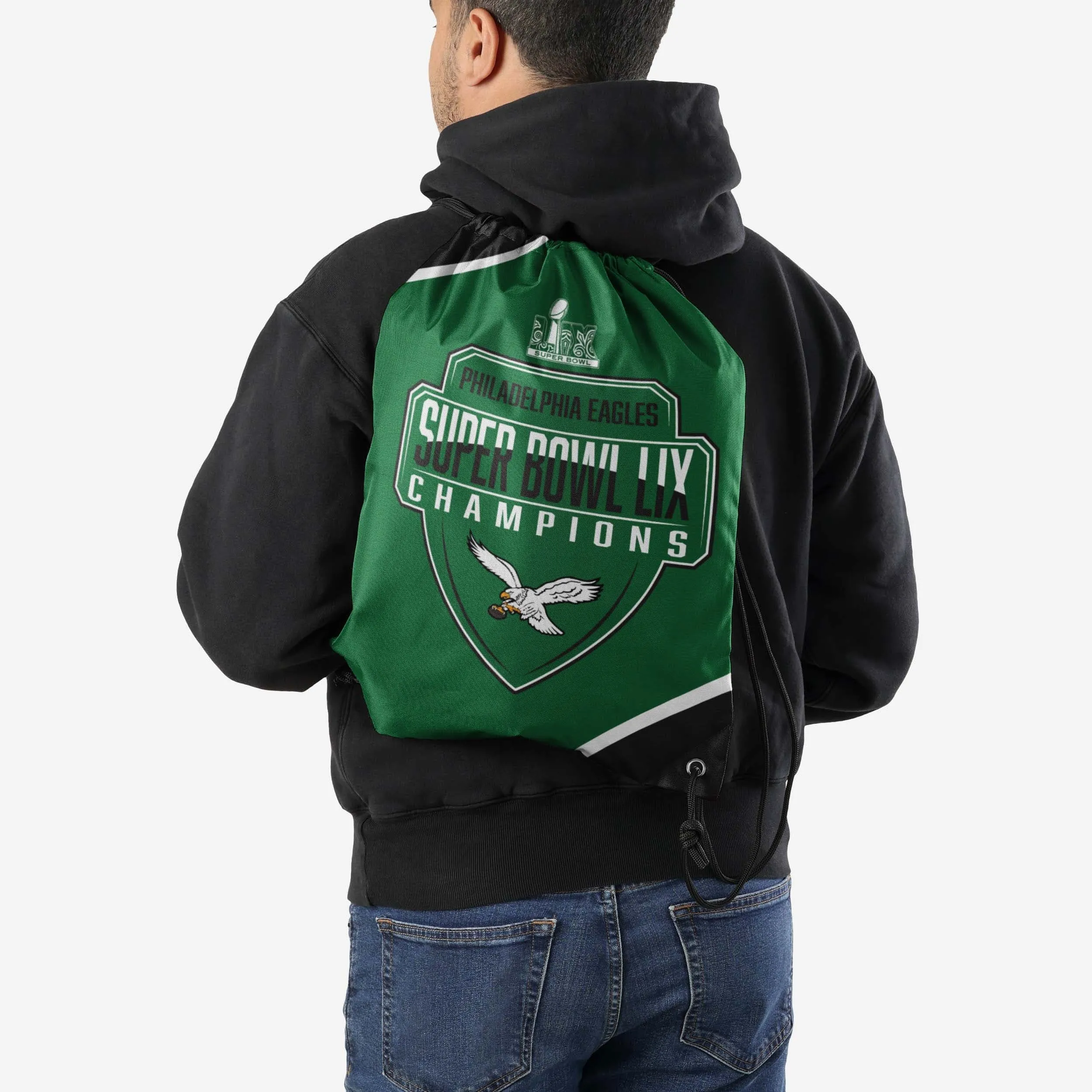 Philadelphia Eagles Super Bowl LIX Champions Kelly Green Drawstring Backpack