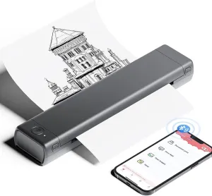 Phomemo Portable Printers Wireless for Travel, M08F Thermal Bluetooth Printer Support for 8.5"x11" US Letter, Small Inkless Printer Compatible with iOS, Android, Laptop for Car, Office, Home