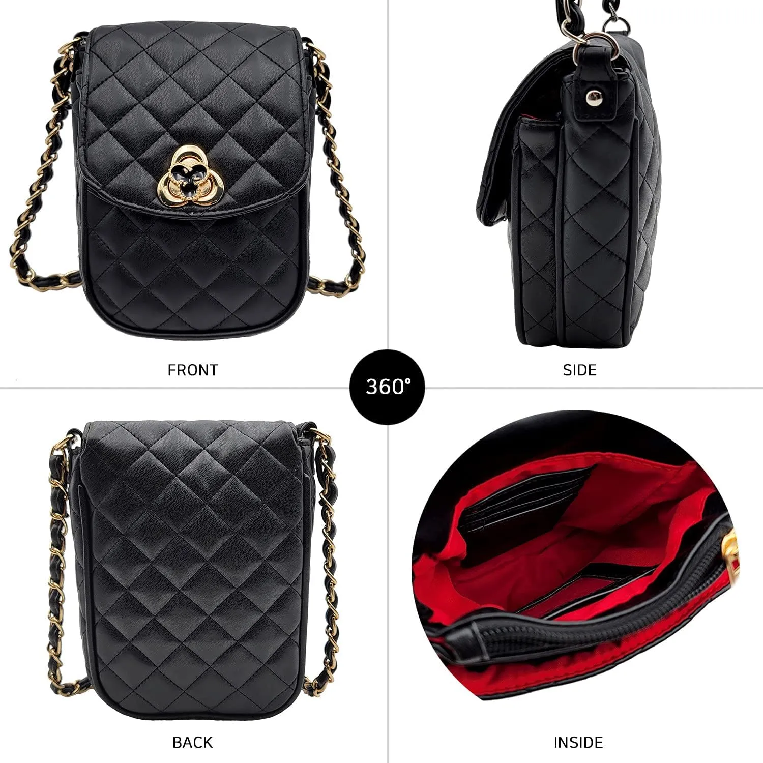 Phone Crossbody Bags for Women Small Vegan Leather Mini Shoulder Wallet Card Quilted Purse