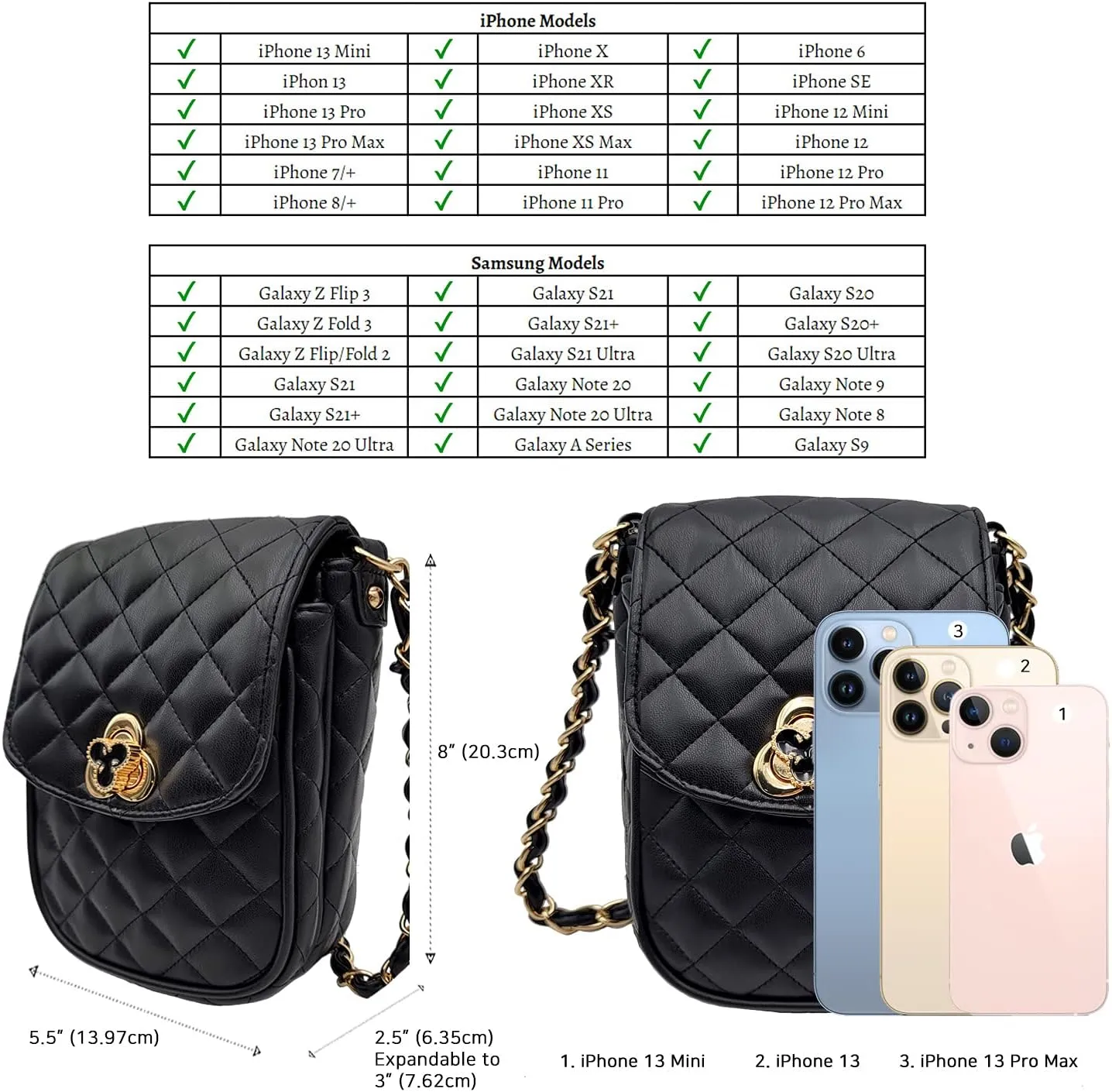 Phone Crossbody Bags for Women Small Vegan Leather Mini Shoulder Wallet Card Quilted Purse