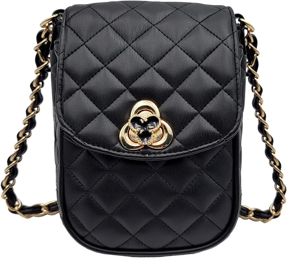 Phone Crossbody Bags for Women Small Vegan Leather Mini Shoulder Wallet Card Quilted Purse