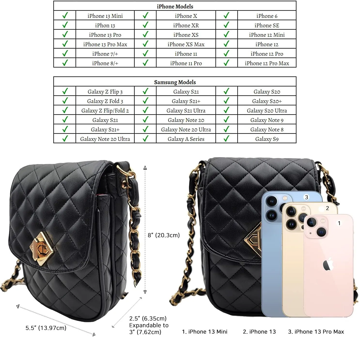 Phone Crossbody Bags for Women Small Vegan Leather Mini Shoulder Wallet Card Quilted Purse