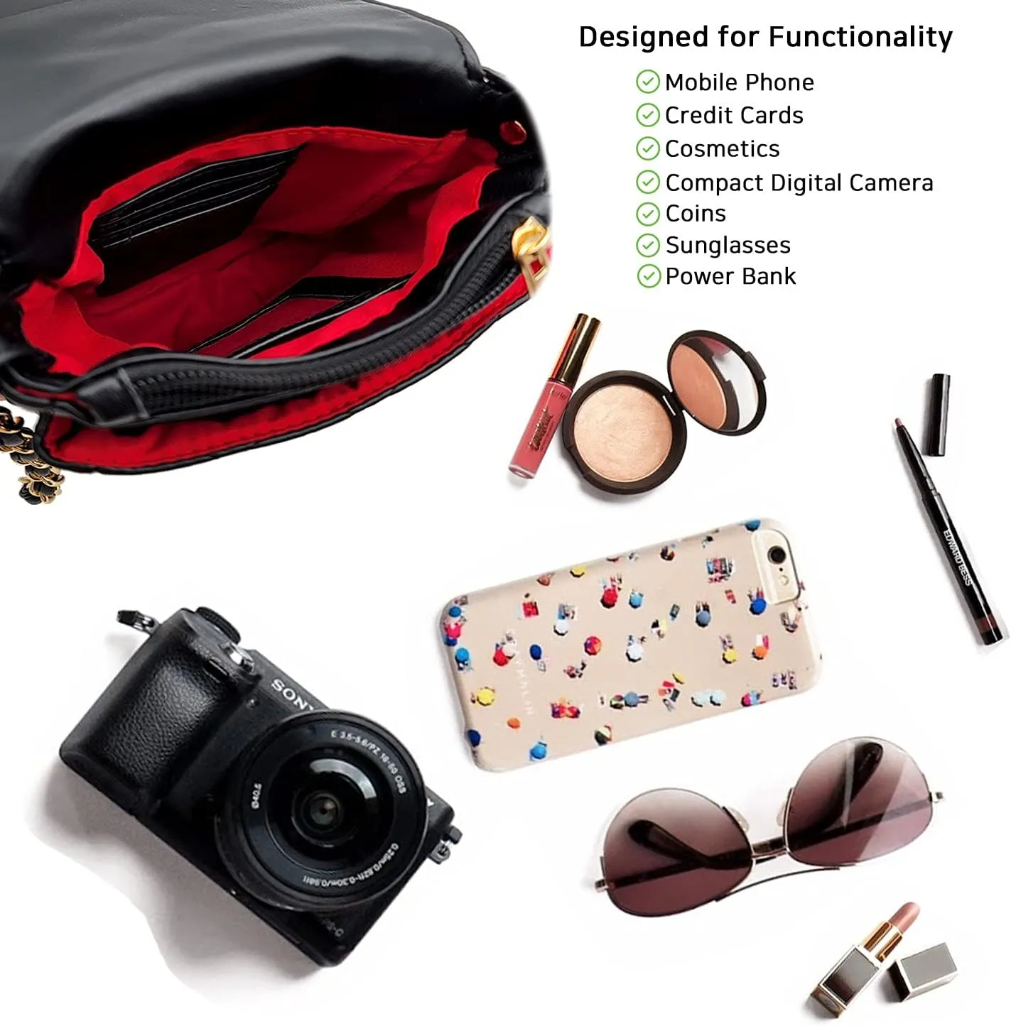 Phone Crossbody Bags for Women Small Vegan Leather Mini Shoulder Wallet Card Quilted Purse