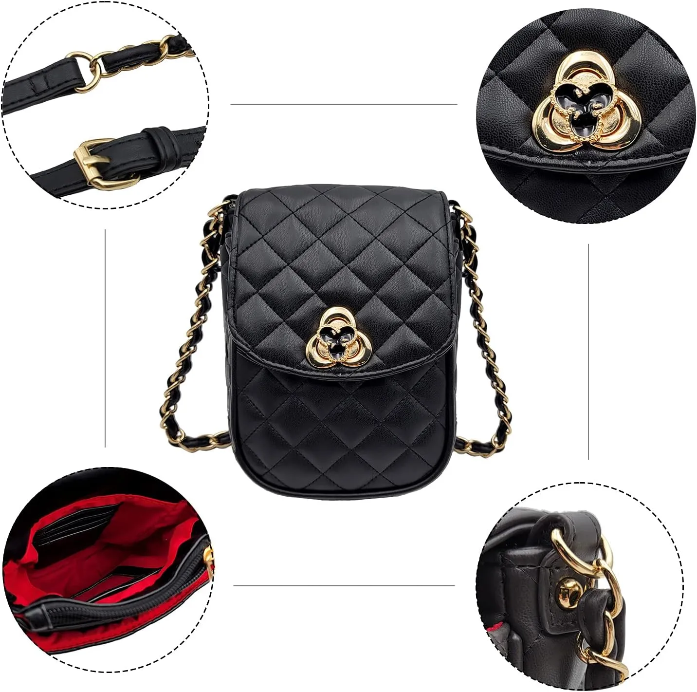 Phone Crossbody Bags for Women Small Vegan Leather Mini Shoulder Wallet Card Quilted Purse