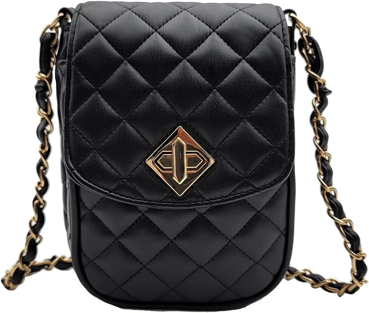 Phone Crossbody Bags for Women Small Vegan Leather Mini Shoulder Wallet Card Quilted Purse