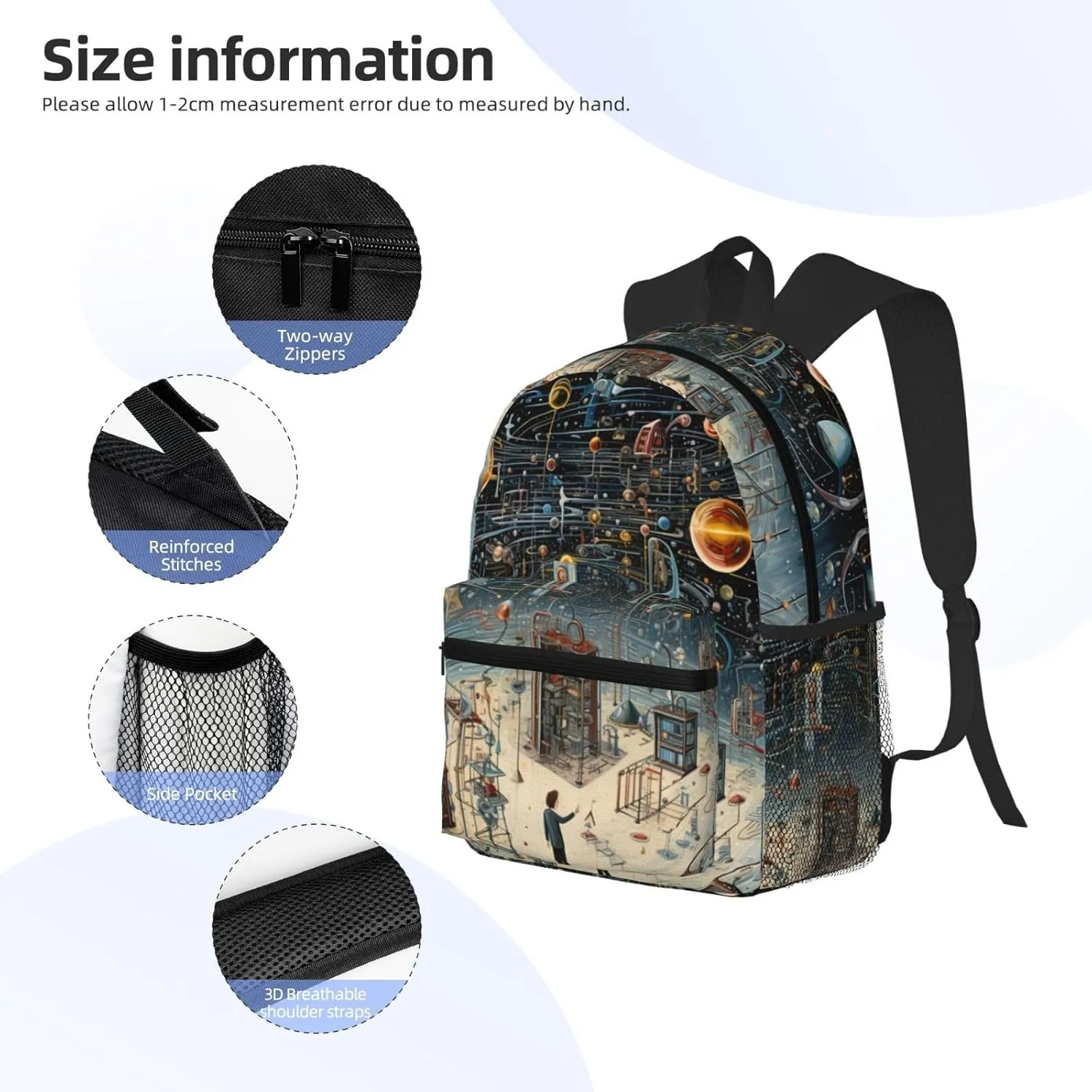 Physics Print Men Women Office Laptop Backpack,Work Bag 15.7 Inch Business Travel Bags Large Capacity