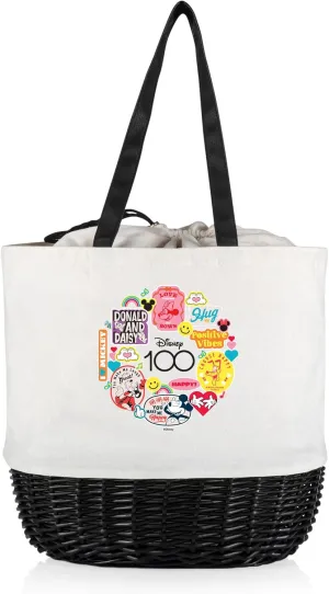 PICNIC TIME Coronado Canvas and Willow Basket Tote, Picnic Tote Bag, Beach Tote