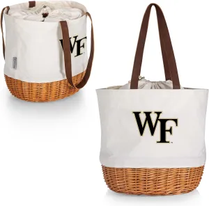Picnic TIME NCAA Coronado Canvas and Willow Basket Tote, Picnic Tote Bag, Beach Tote, (Beige Canvas)