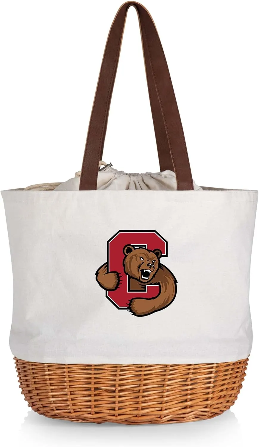 Picnic TIME NCAA Coronado Canvas and Willow Basket Tote, Picnic Tote Bag, Beach Tote, (Beige Canvas)