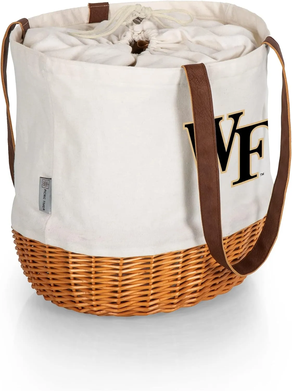 Picnic TIME NCAA Coronado Canvas and Willow Basket Tote, Picnic Tote Bag, Beach Tote, (Beige Canvas)