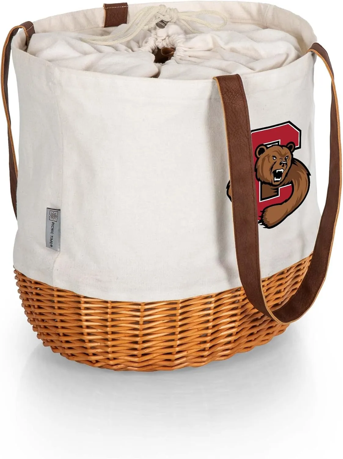 Picnic TIME NCAA Coronado Canvas and Willow Basket Tote, Picnic Tote Bag, Beach Tote, (Beige Canvas)